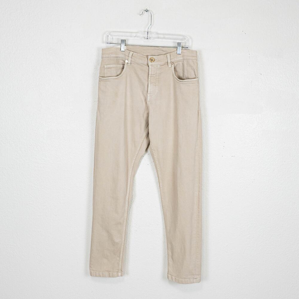 Eleventy Men's Stretch Cotton Denim 5-Pocket Trousers Sand 34